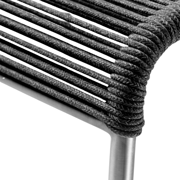 FDB Møbler M20S Teglgaard Cord Footrest, Stainless Steel/Brushed Black