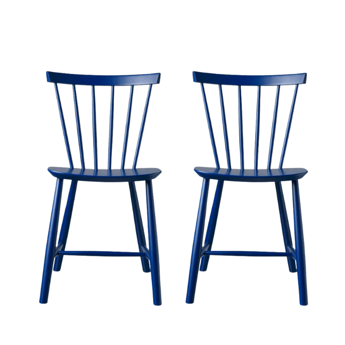 FDB Møbler J46 Dining Chair, Dark Blue Painted Beech, 2 pcs.