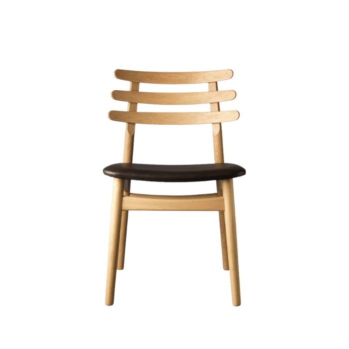 FDB Møbler J48 Chair, Nature Lacquered Oak/Dark Brown Leather