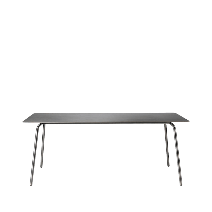 FDB Møbler M21 Teglgaard Garden Table, Stainless Steel/Untreated Stone