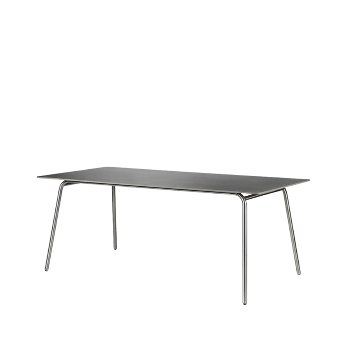 FDB Møbler M21 Teglgaard Garden Table, Stainless Steel/Untreated Stone