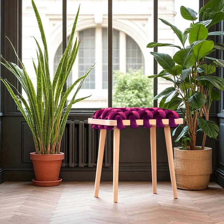 Woven Stool Burgundy
