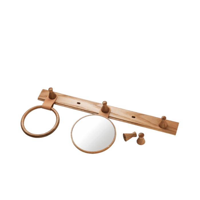 FDB Møbler Q5 Allé Mirror for Coat Hook, Nature Lacquered Oak