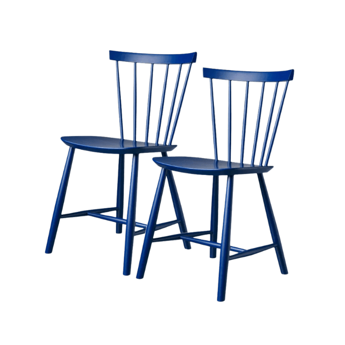 FDB Møbler J46 Dining Chair, Dark Blue Painted Beech, 2 pcs.