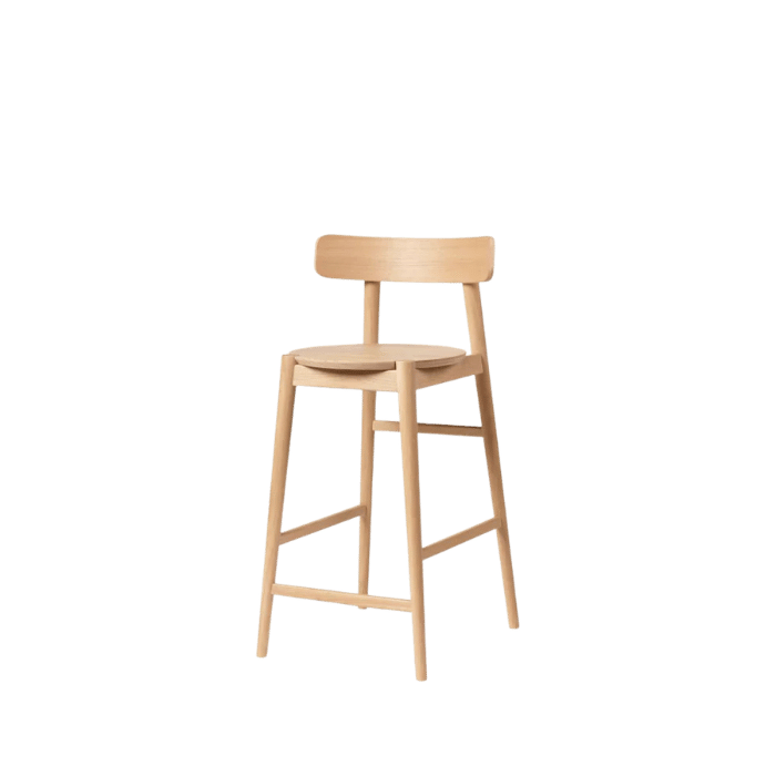 FDB Møbler J185 Øst Counter Chair, Nature Lacquered Oak/Nature Veneer