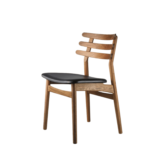 FDB Møbler J48 Chair, Smoked Oak/Black Leather