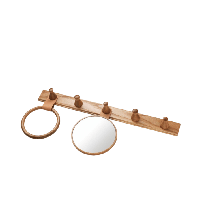 FDB Møbler Q5 Allé Mirror for Coat Hook, Nature Lacquered Oak