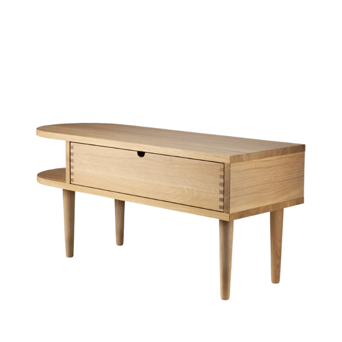 FDB Møbler F24 Radius Bench, Solid Nature Lacquered Oak, Small