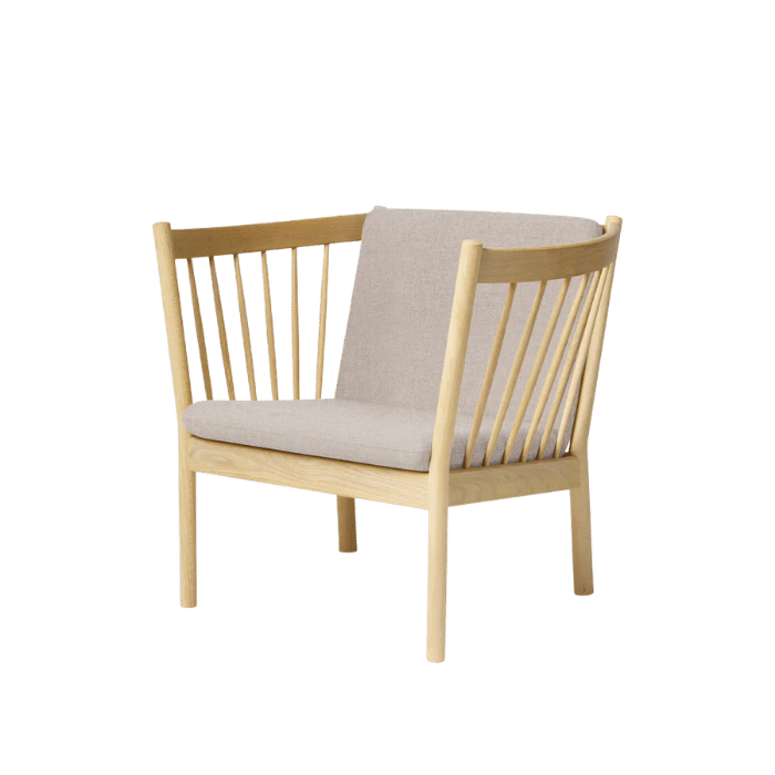 FDB Møbler J146 Armchair, Nature Lacquered Oak/Light Grey