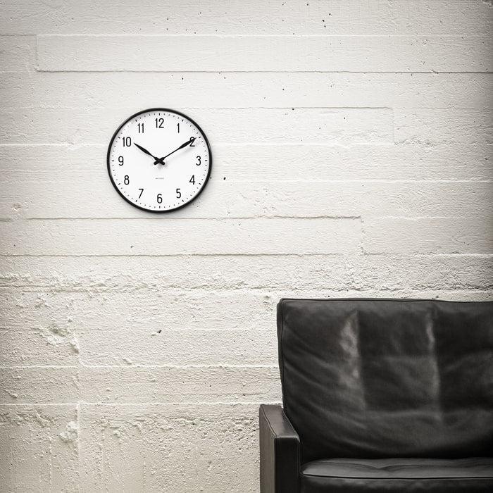 Arne Jacobsen Station Wall Clock, White/Black, Large, Ø: 11.4"