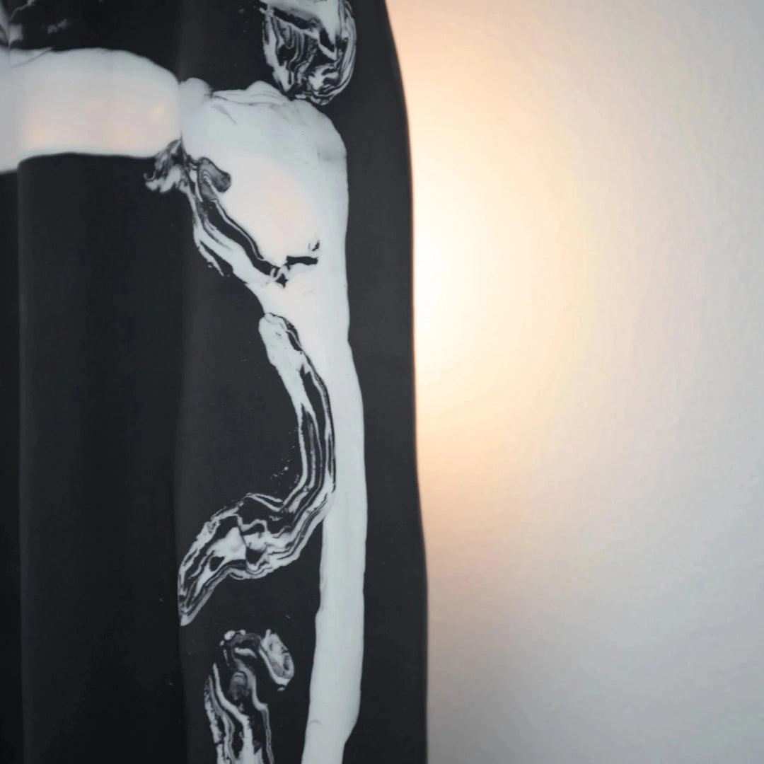 Drape Ceramic &amp; Brass Wall Light — Porcelain Inlay — close detail, marbled porcelain inlay texture