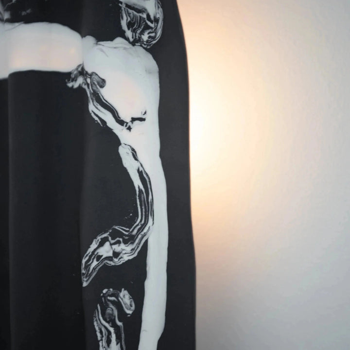 Drape Ceramic &amp; Brass Wall Light — Porcelain Inlay — close detail, marbled porcelain inlay texture