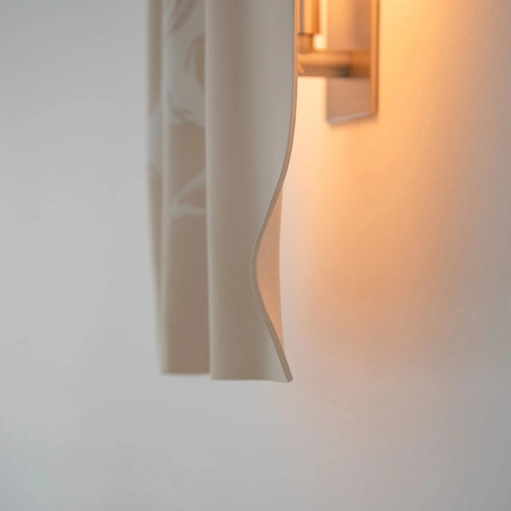 Drape Ceramic &amp; Brass Wall Light — Porcelain Inlay — detail, brass fitting and stoneware edge