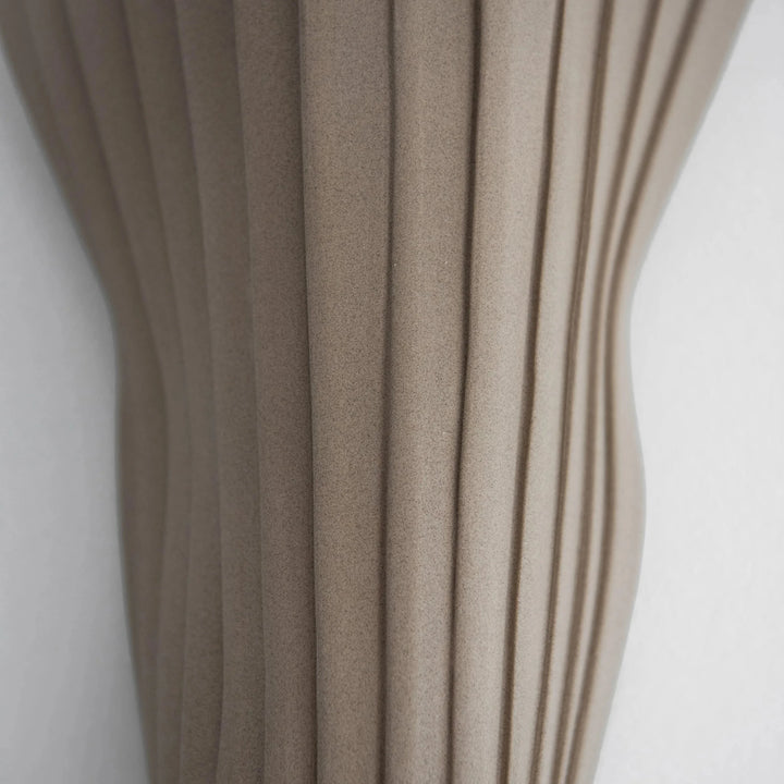 Tenderness Ceramic Wall Sconce — Black Stoneware, detail of vertical ribbing