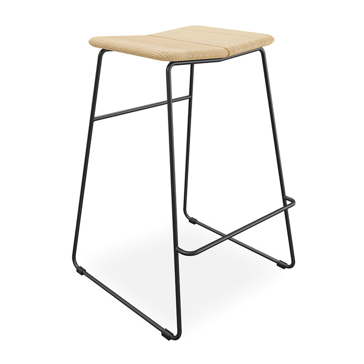 Woven rattan bar stool with sleek black metal frame, modern designer furniture