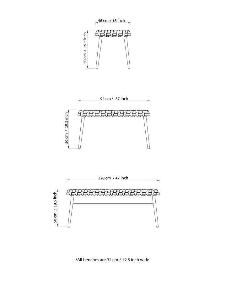 Velvet Woven Bench Ivory