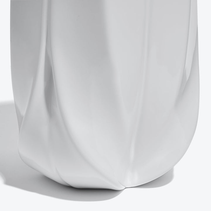 Braid Vase — close-up of the folded base of the Wide white porcelain vase
