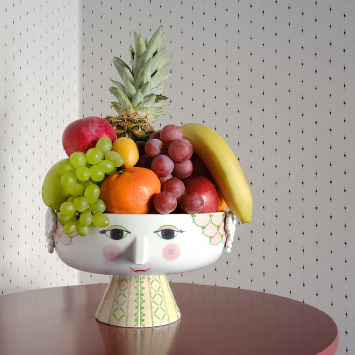 Bjørn Wiinblad Eva Bowl on Stand, Soft Pink, Ø: 9.4"