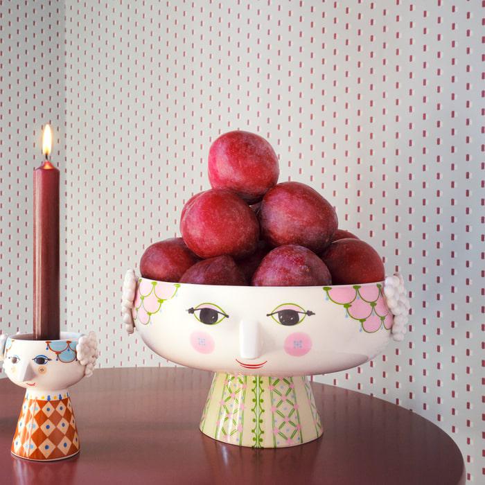 Bjørn Wiinblad Eva Bowl on Stand, Soft Pink, Ø: 9.4"