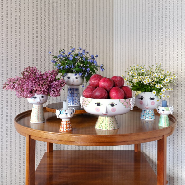 Bjørn Wiinblad Eva Bowl on Stand, Soft Pink, Ø: 9.4"