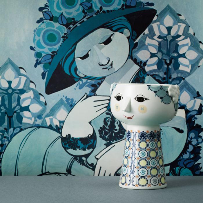 Bjørn Wiinblad Eva Vase, Dark Blue, H: 7.3"