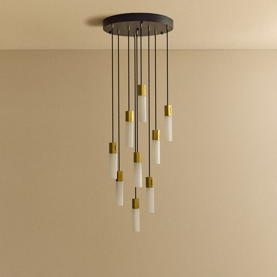 Basalt Nine Pendant in Brass