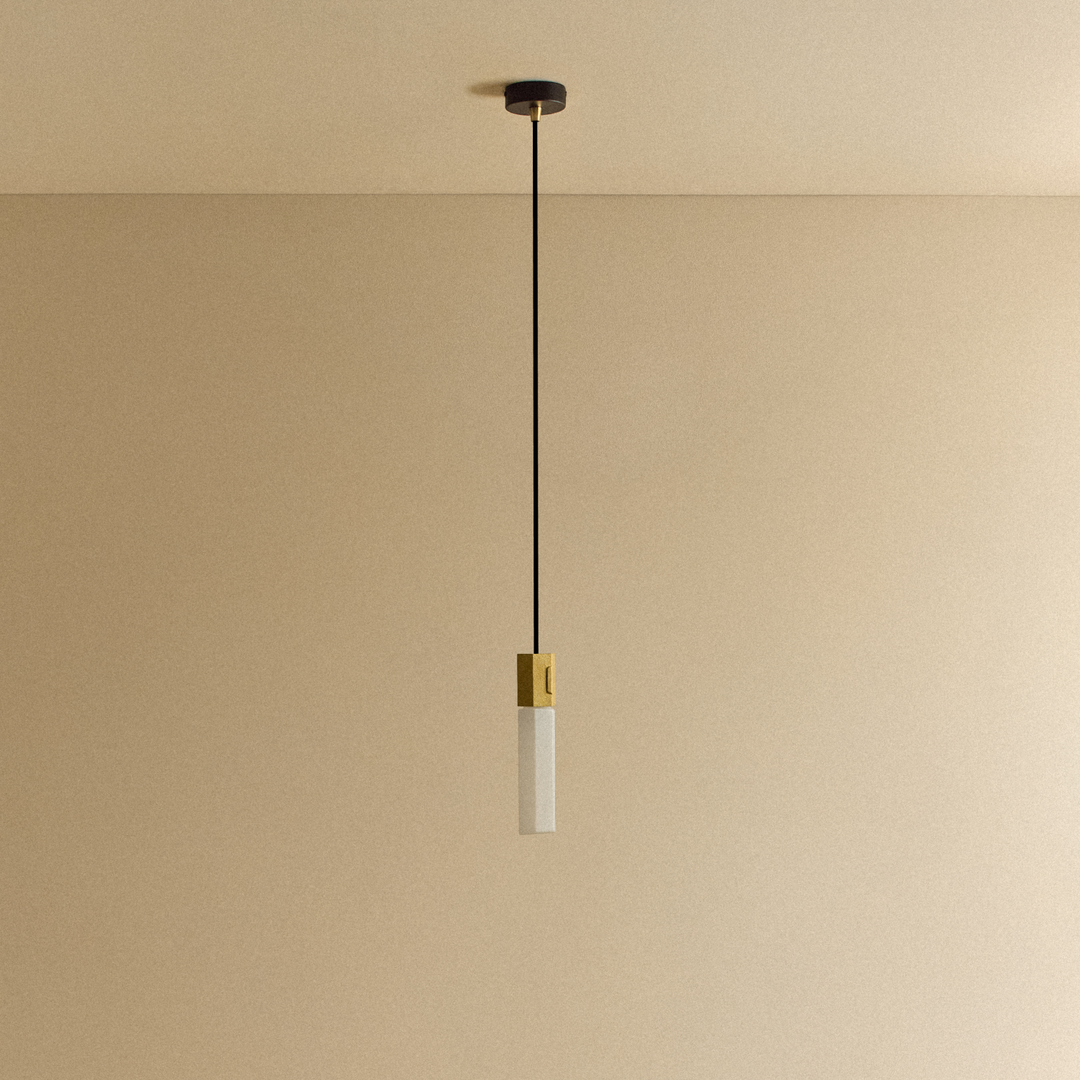 Basalt Single Pendant in Brass