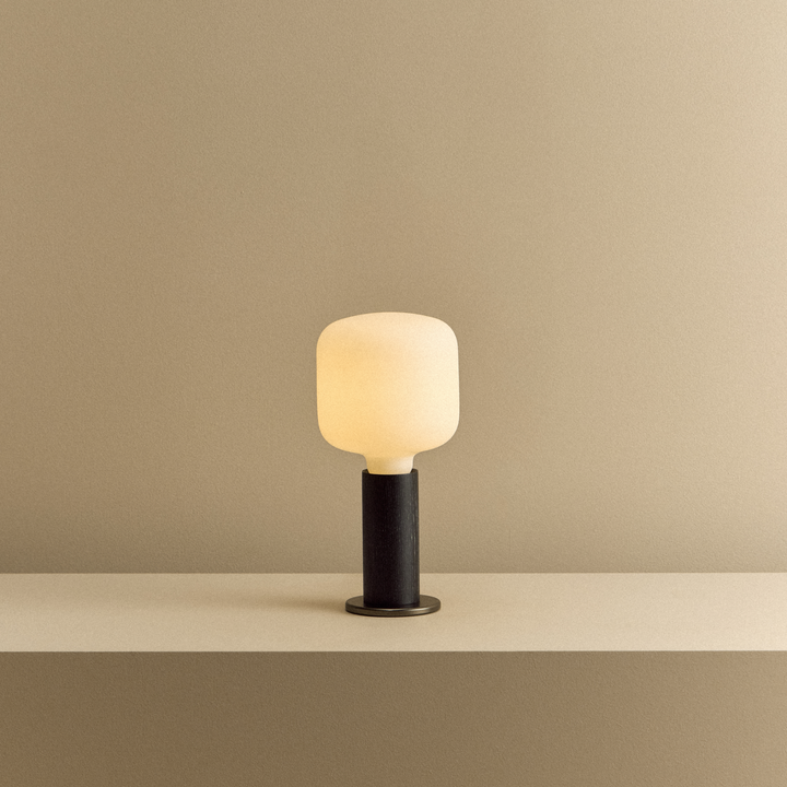 Knuckle Table Lamp in Blackened Oak + Oblo