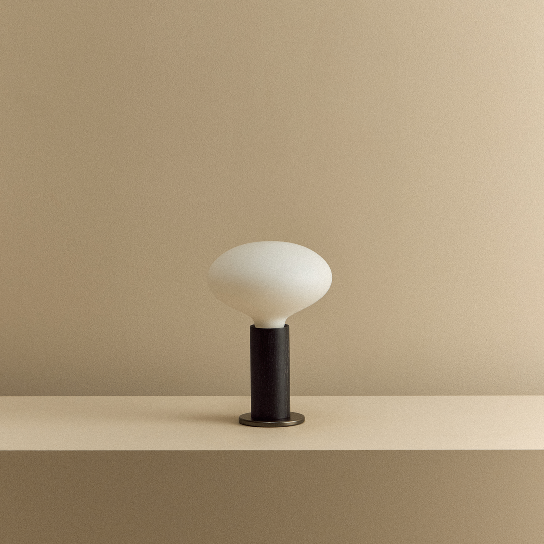 Knuckle Table Lamp in Blackened Oak + Oval