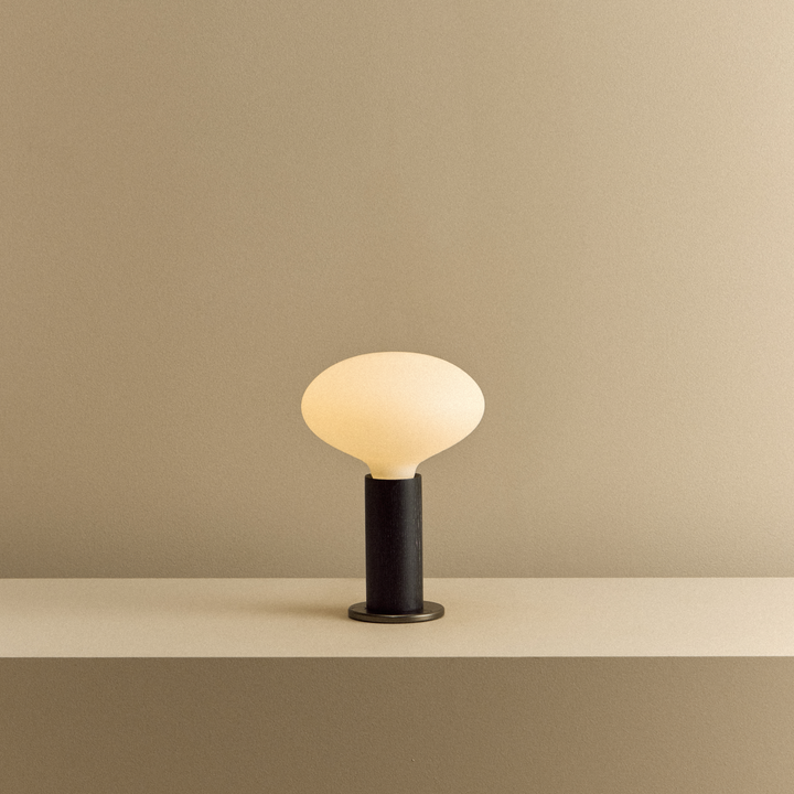 Knuckle Table Lamp in Blackened Oak + Oval