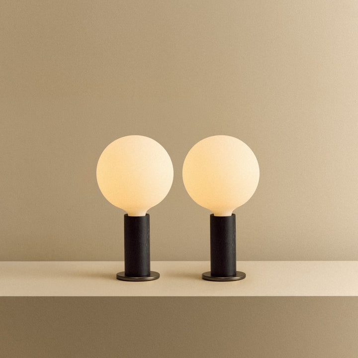 Knuckle Table Lamp in Blackened Oak + Sphere IV - Set of 2