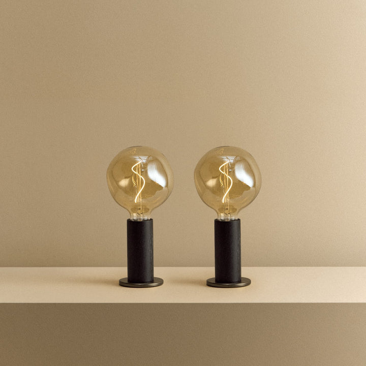 Knuckle Table Lamp in Blackened Oak + Voronoi I - Set of 2
