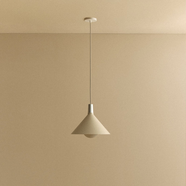 Bower Pendant Light Medium in Oyster White + Sphere IV