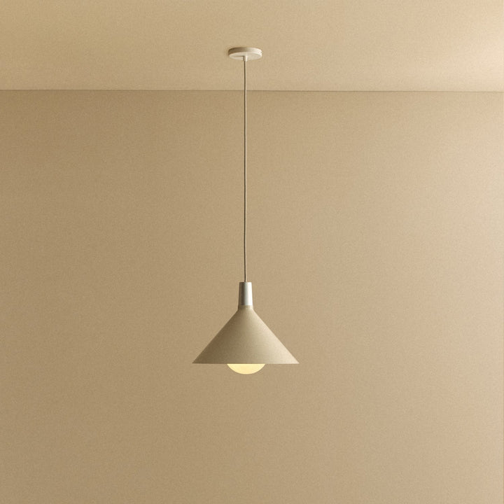 Bower Pendant Light Medium in Oyster White + Sphere IV