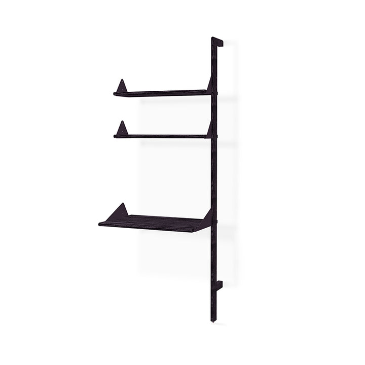 Sleek black wood wall shelf with geometric design, modern minimalist decor
