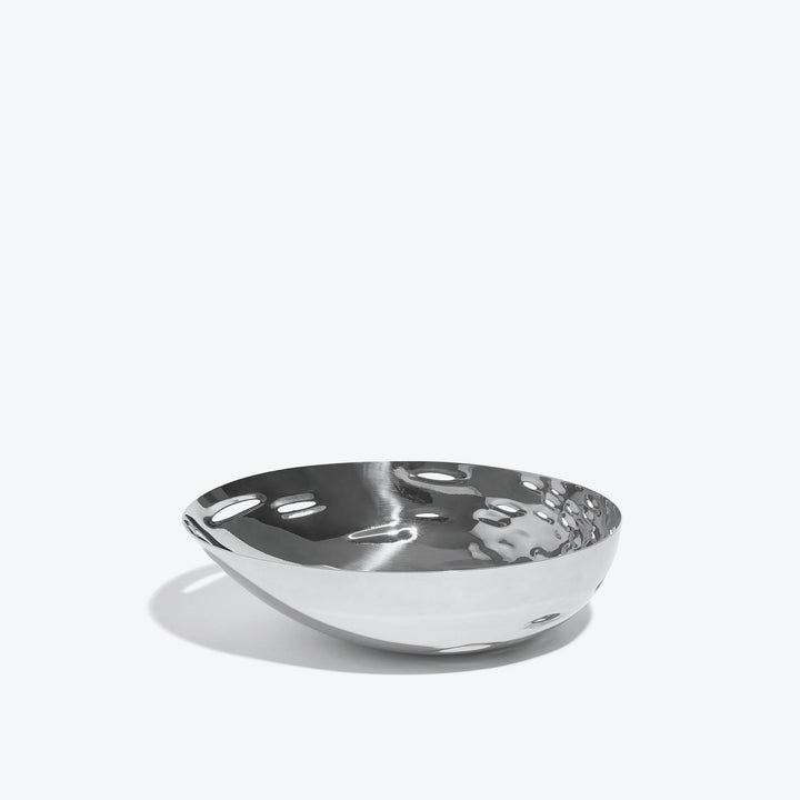 Cell Bowl — small silver bowl with dimpled interior, side view on a white background