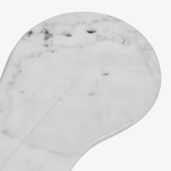 Cell Platter — close-up of the white marble veining and carved groove