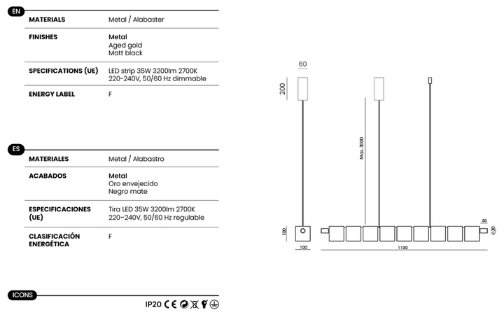 Cubic Linear Pendant