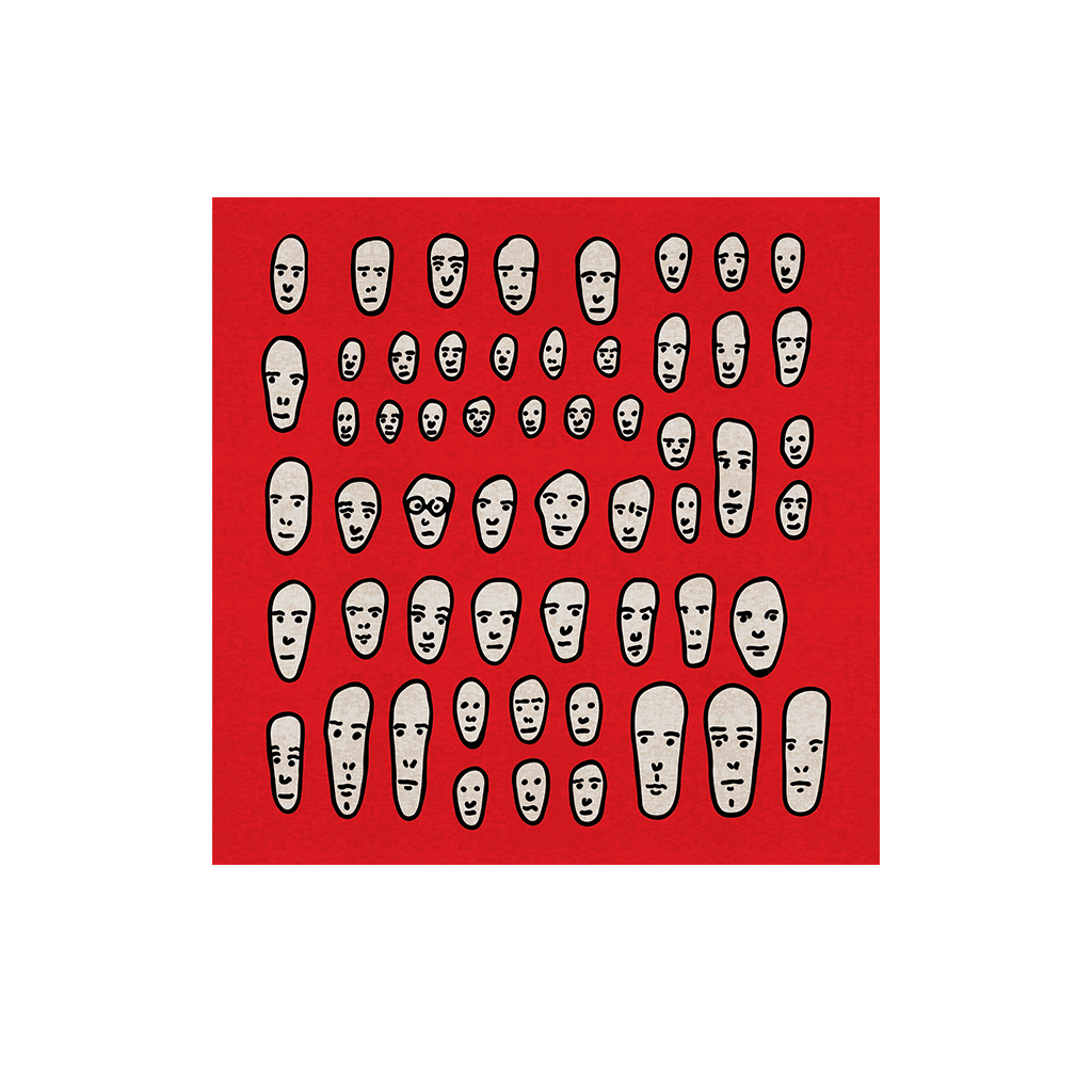 Carpet Faces on Red (200x200 Cm)