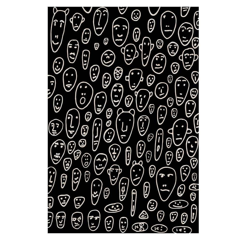 Carpet Floating Faces Black (200x300cm)