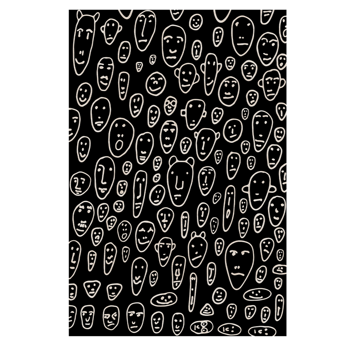 Floating Faces Black Carpet