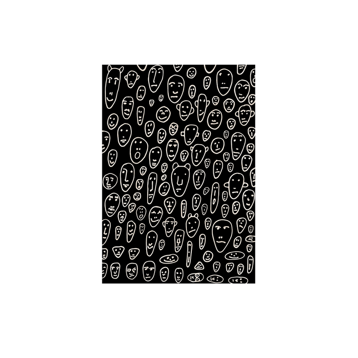 Floating Faces Black Carpet