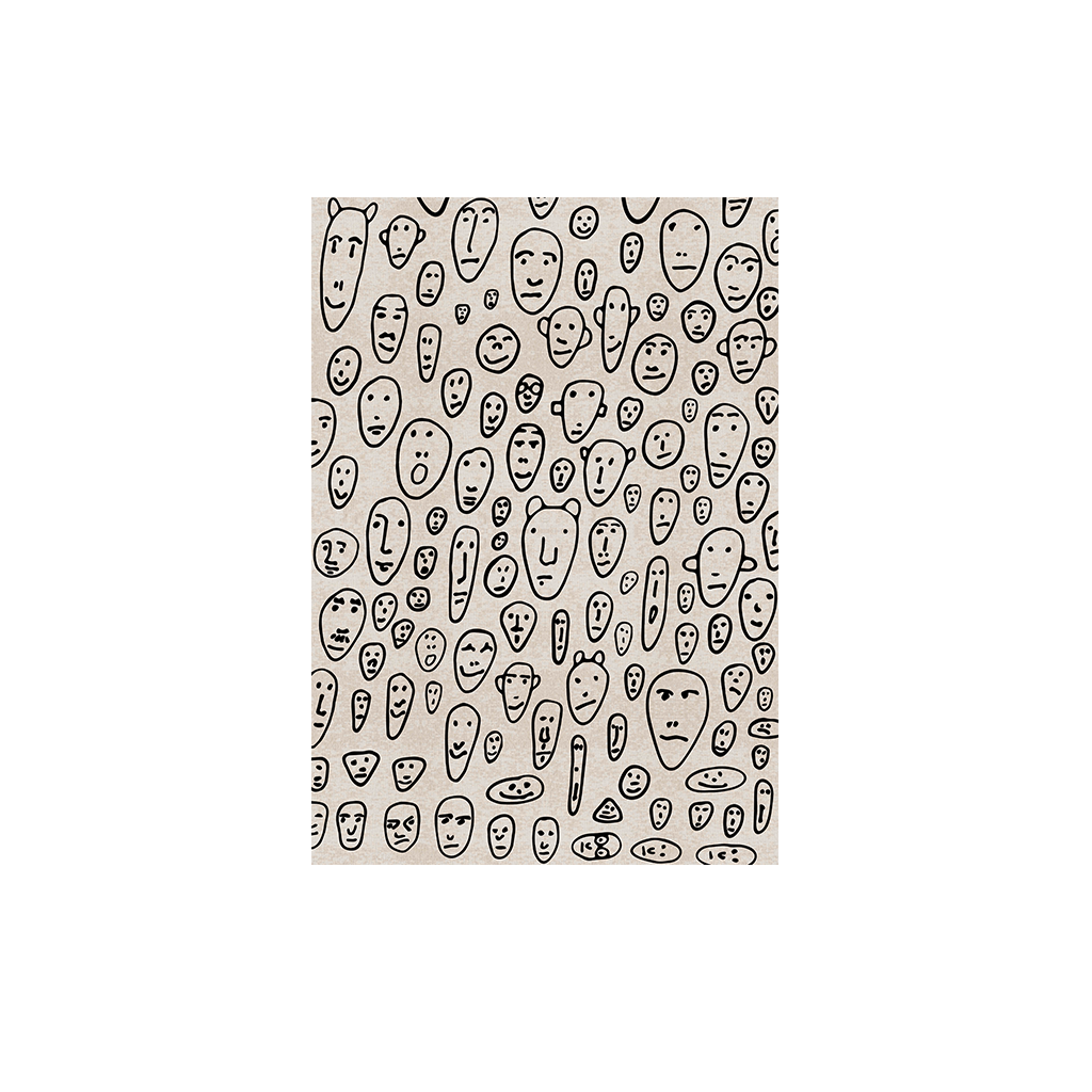 Carpet Floating Faces Small White (140x200cm)