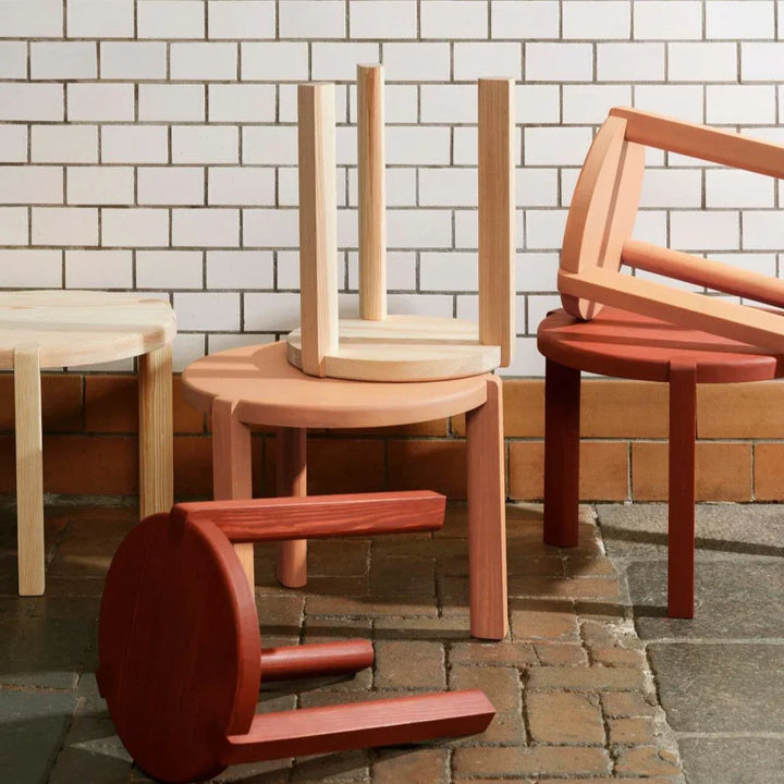 FDB Møbler D108 Ragnesminde Side Table, Solid Carmine Red Oiled Pine