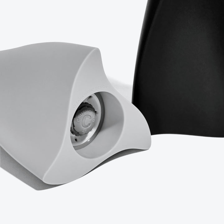 Duo Salt and Pepper Grinder Set — Grey &amp; Black, close-up of the grinding mechanism