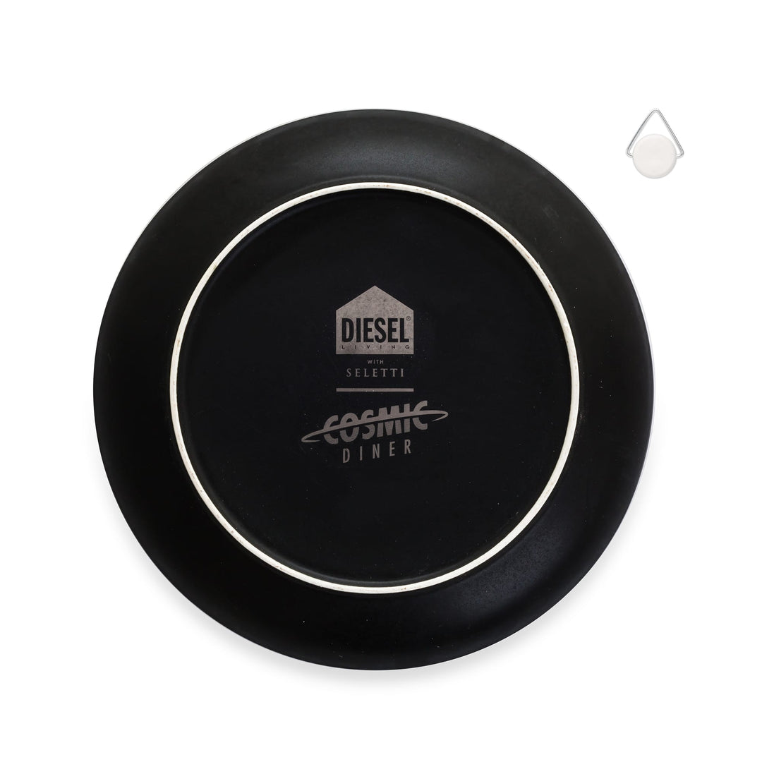 Seletti Cosmic Diner Pluto Dinner Plate, black underside with the Diesel Cosmic Diner backstamp