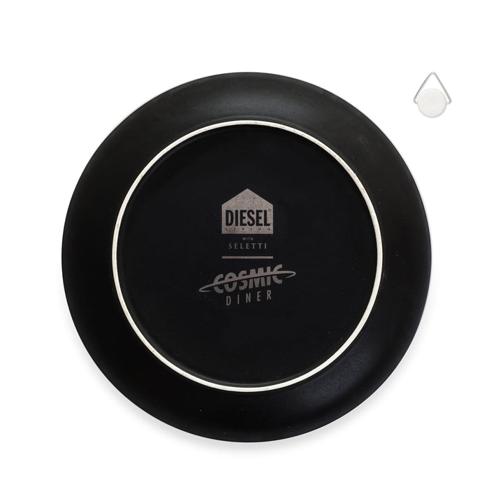 Seletti Cosmic Diner Pluto Dinner Plate, black underside with the Diesel Cosmic Diner backstamp