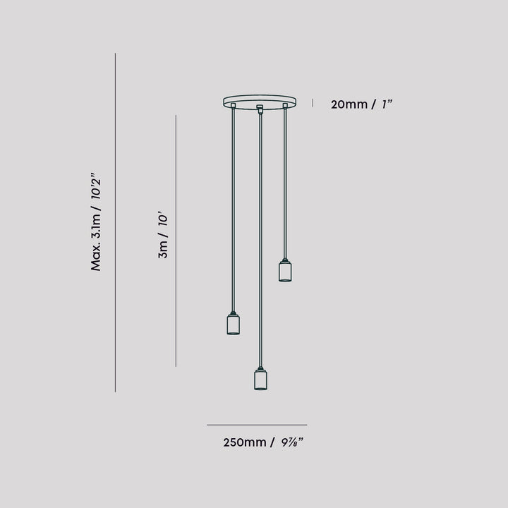 Triple Pendant in Graphite