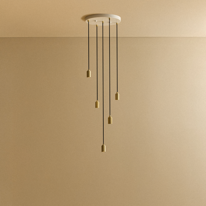 Five Pendant in Brass