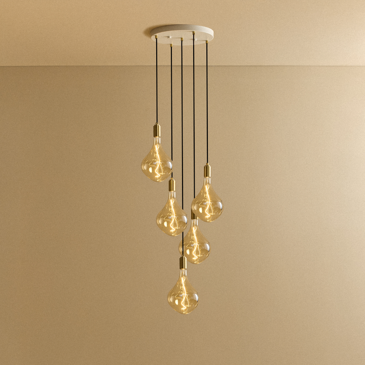 Five Pendant in Brass + Voronoi II